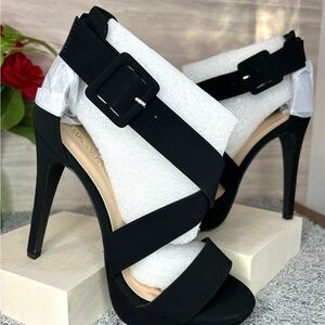 Black Platform Strappy High Heel Sandals Size 8 Stiletto Heel Ankle Stra